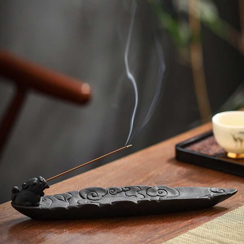 Nimara Ritual Auspicious Clouds Pixiu Healing Ceramic Stick Incense Burner Decoration
