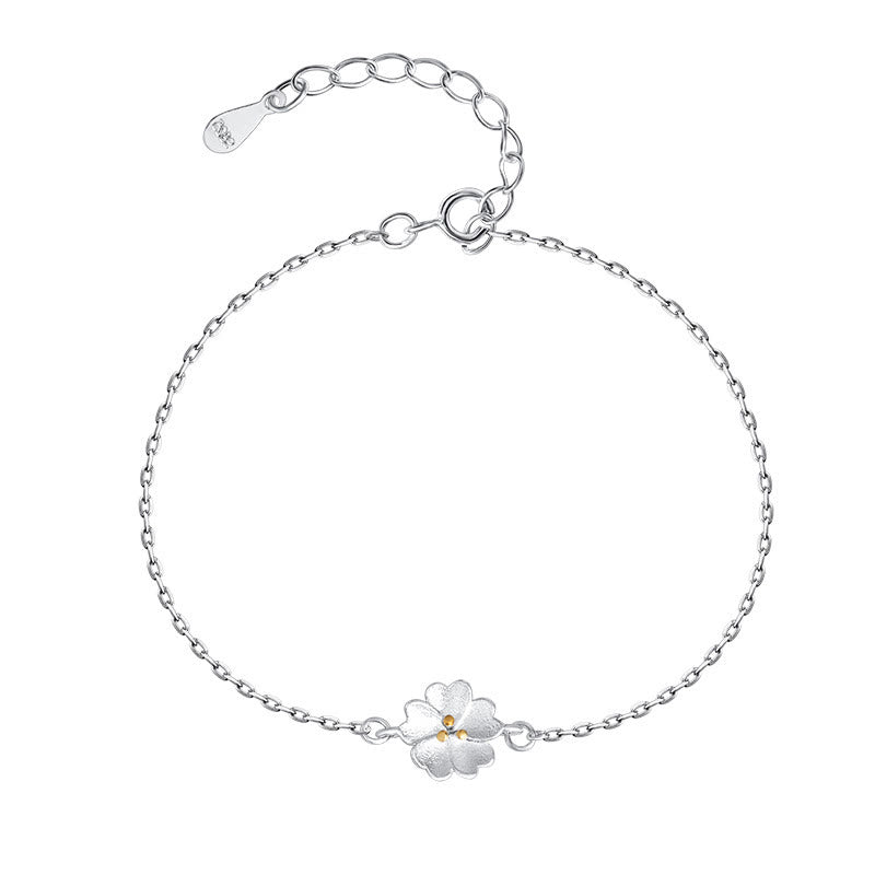 Nimara Ritual 925 Sterling Silver Cherry Blossom Blessing Chain Bracelet