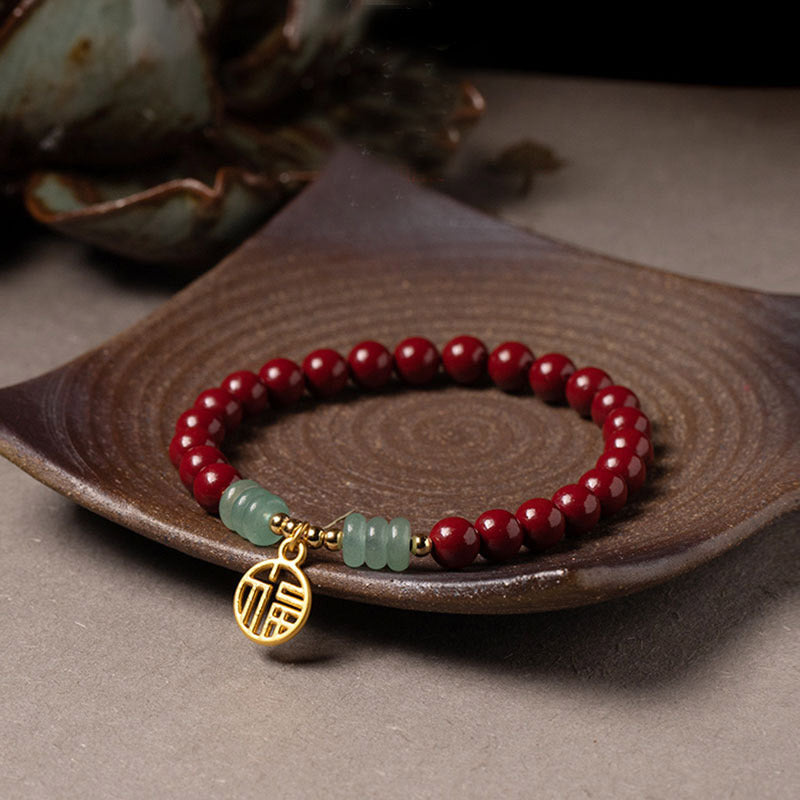 Nimara Ritual Cinnabar Green Aventurine Luck Blessing Bracelet