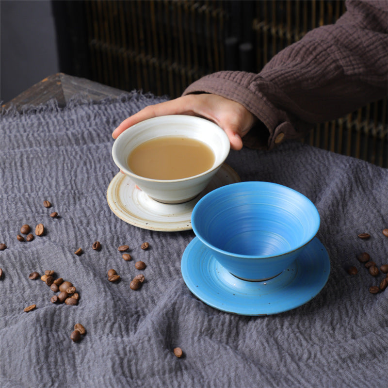 Nimara Ritual Planet Design Ceramic Coffee Mug Rough Pottery Tea Coffee Cup With Saucer