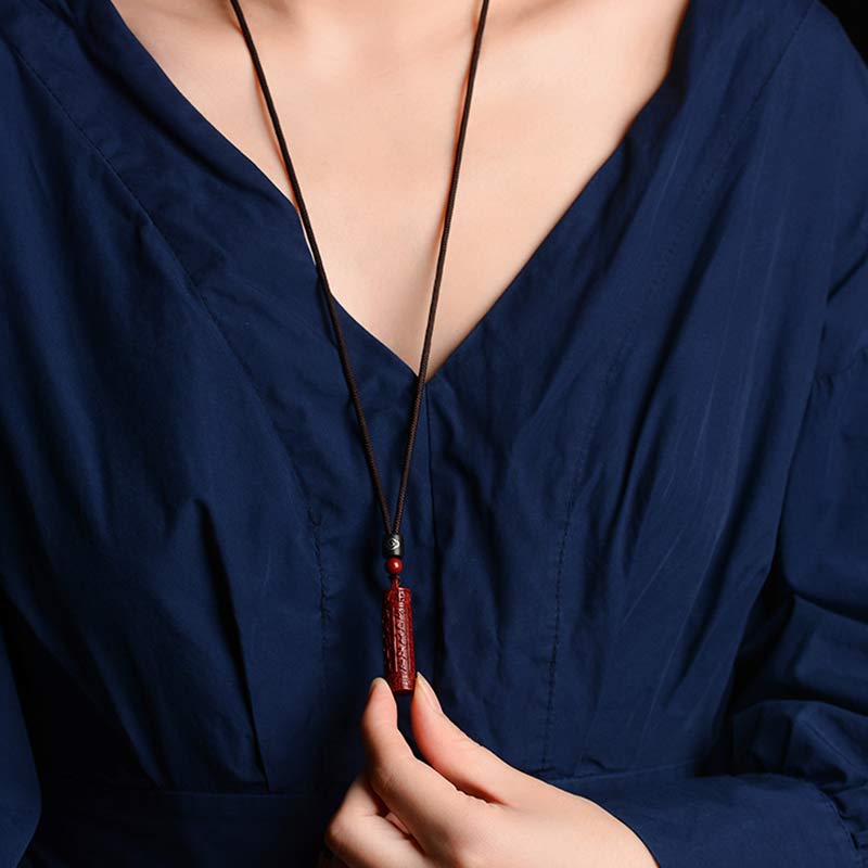 Nimara Ritual Tibetan Cinnabar Mantra Concentration String Necklace