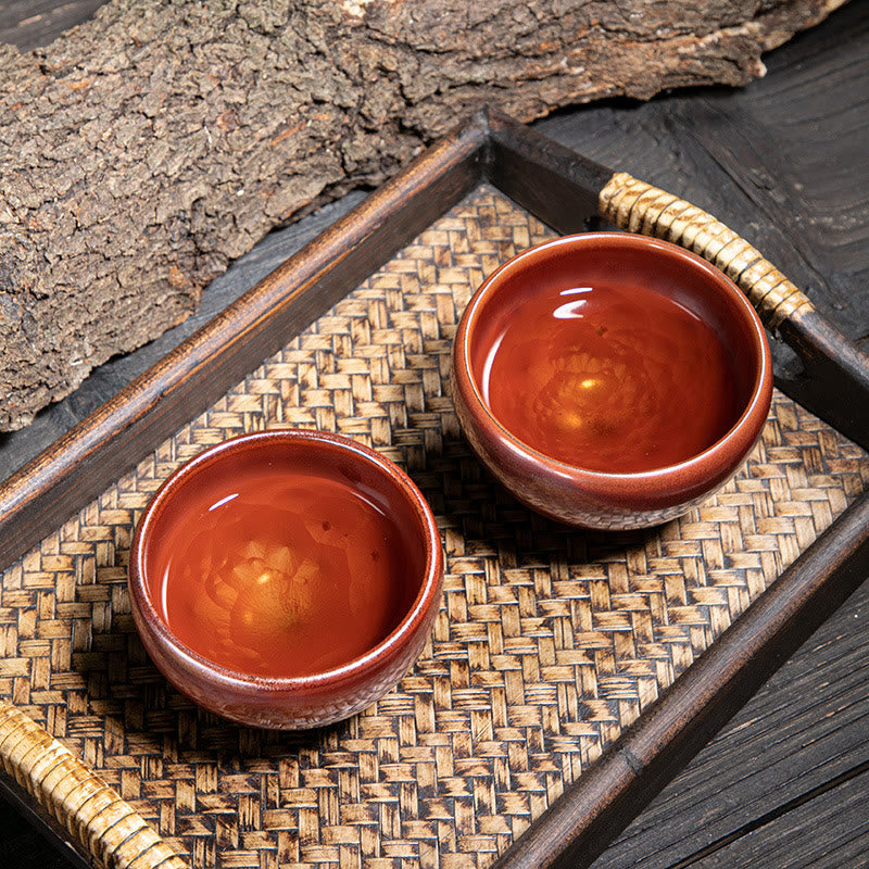 Nimara Ritual Handmade Chinese Jianzhan Lotus Design Ceramic Teacup Kung Fu Tea Cup