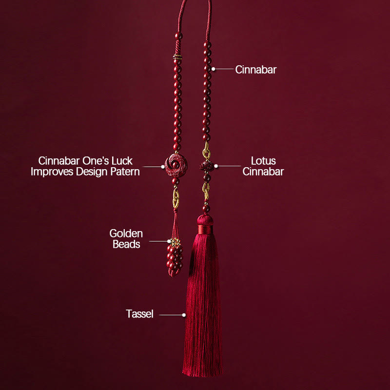 Nimara Ritual One's Luck Improves Design Patern Natural Cinnabar Lotus Blessing Car Hanging Decoration