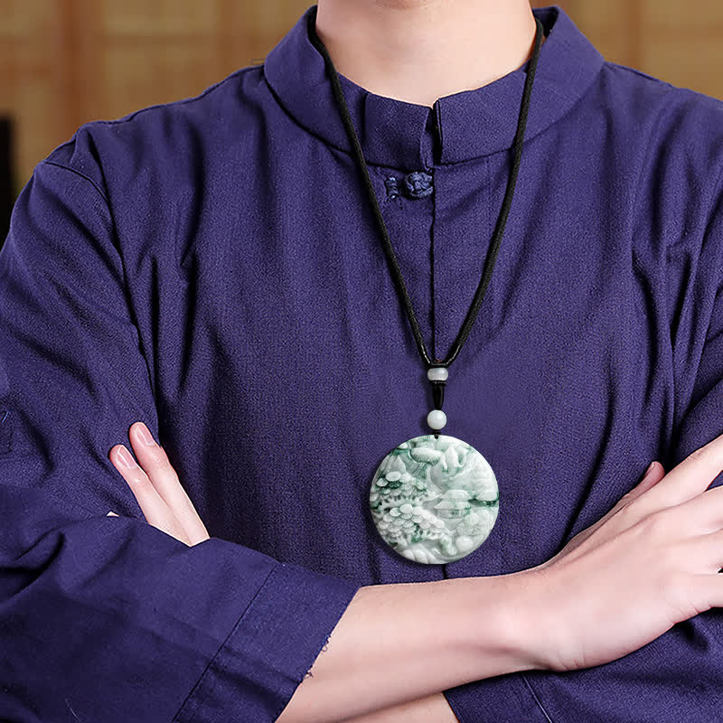 Nimara Ritual Mountain Landscape Jade Abundance String Necklace
