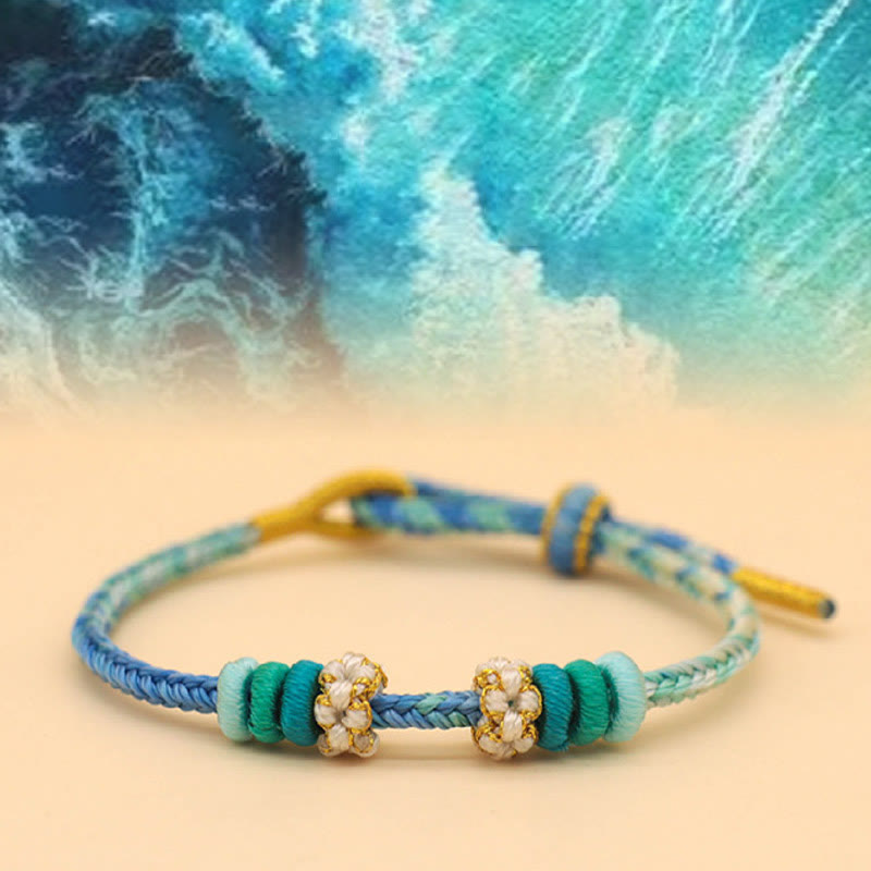 Nimara Ritual Handmade Eight Thread Peace Knot Peach Blossom Knot Luck Rope Braided Bracelet