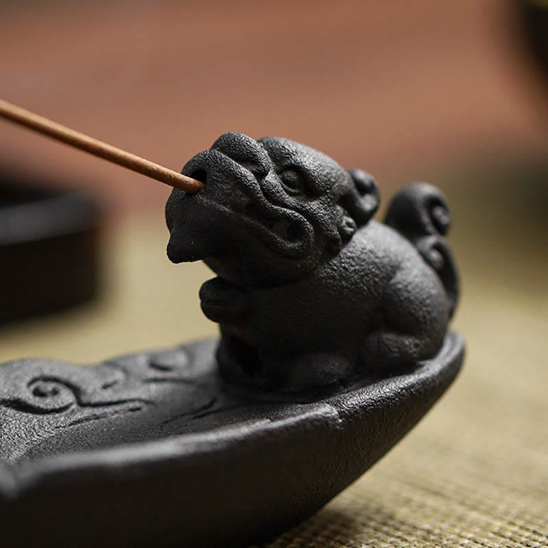 Nimara Ritual Auspicious Clouds Pixiu Healing Ceramic Stick Incense Burner Decoration