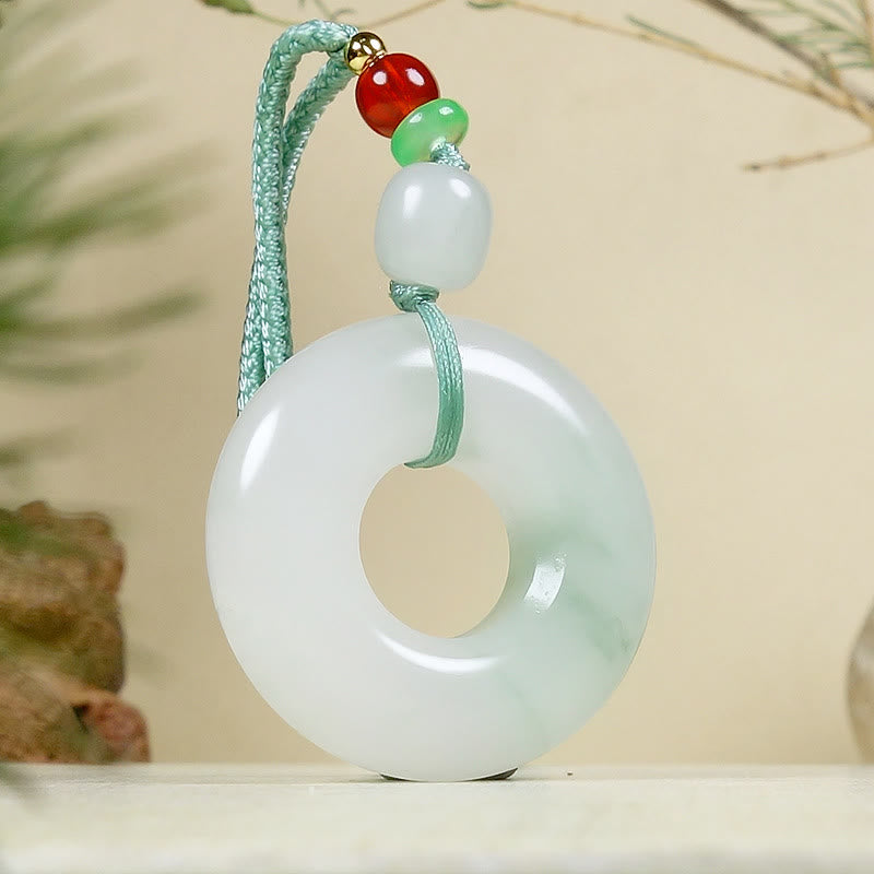 Nimara Ritual Natural Jade Peace Buckle Prosperity Necklace Pendant