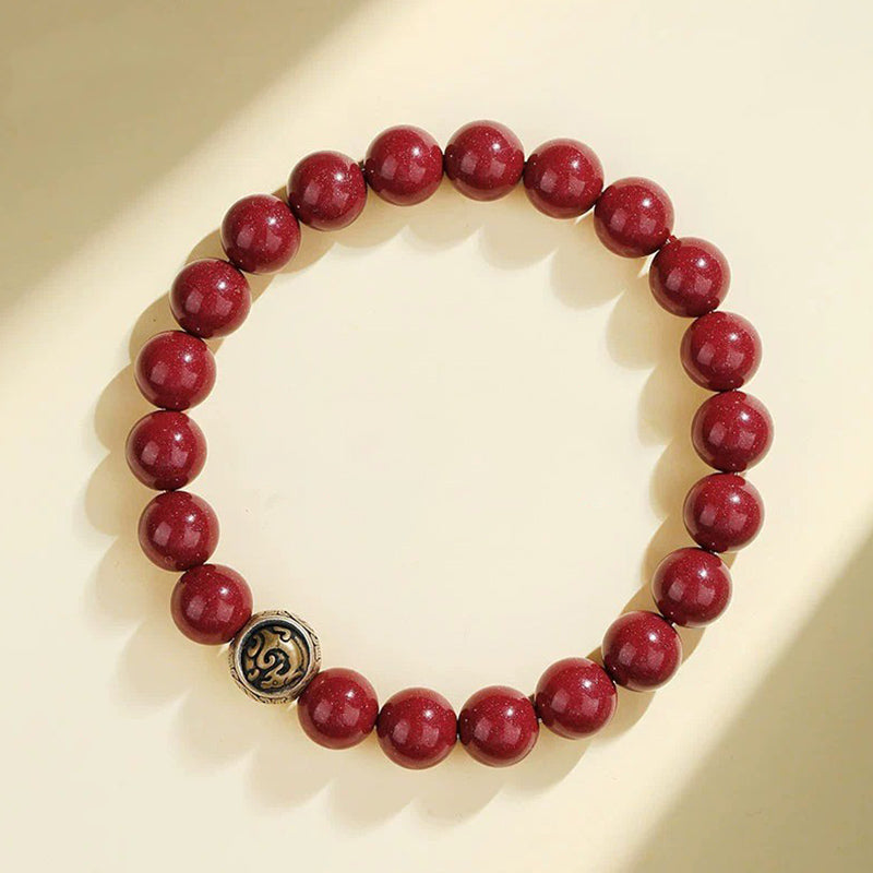 Nimara Ritual 925 Sterling Silver Natural Cinnabar Four Beasts Blessing Bracelet