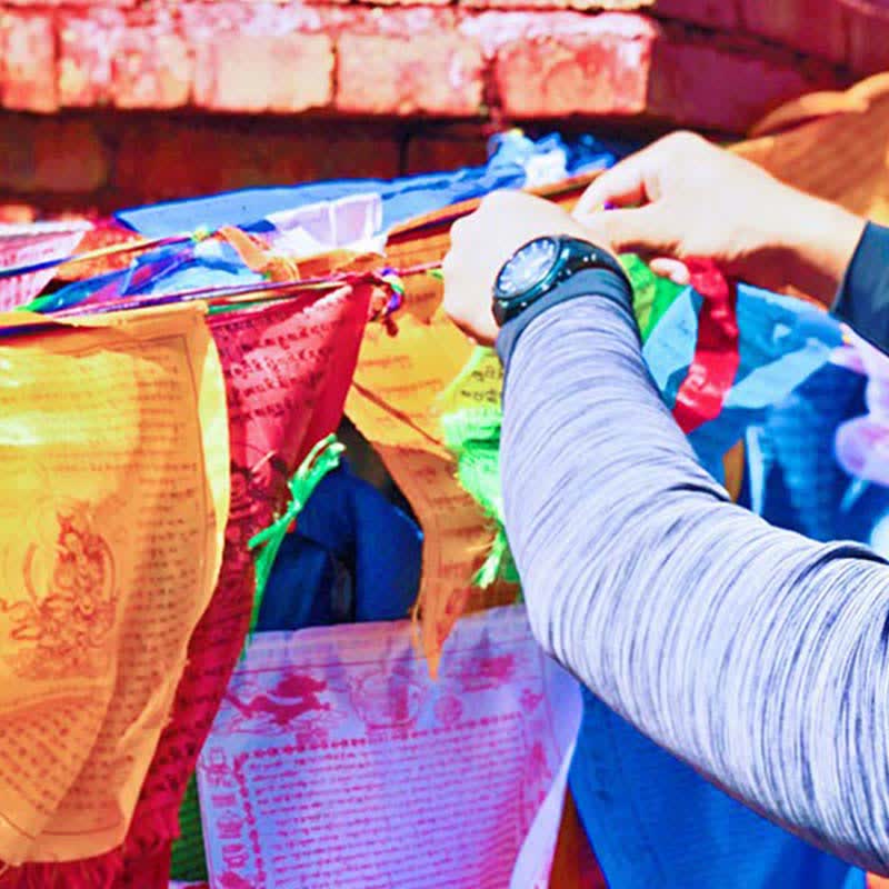 Nimara Ritual Tibetan 5 Colors Windhorse Auspicious Outdoor 25 Pcs Prayer Flag