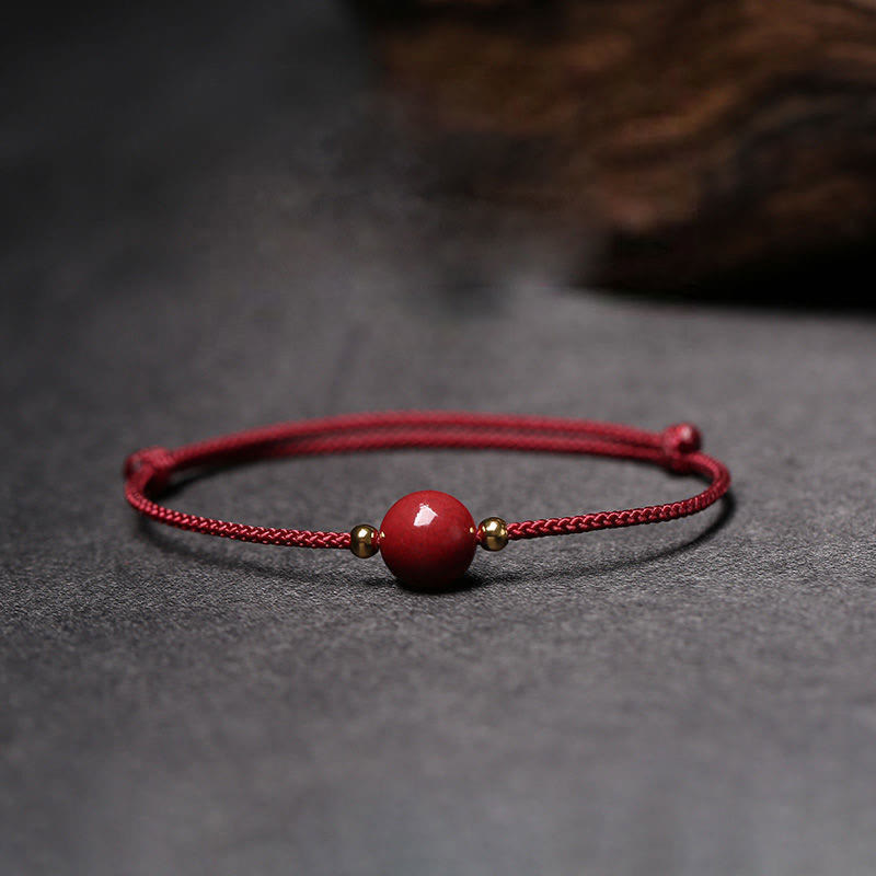 Nimara Ritual Natural Lucky Cinnabar Bead Blessing String Bracelet Anklet