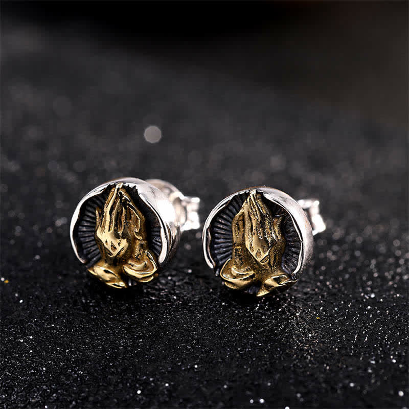 Nimara Ritual 925 Sterling Silver Namaste Equality Stud Earrings