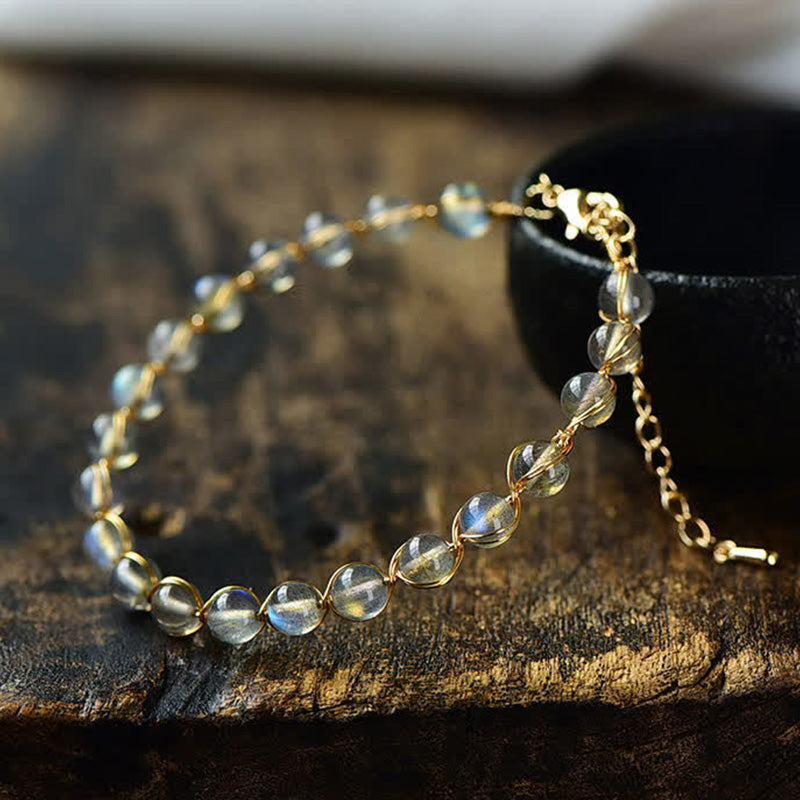 Nimara Ritual Natural Moonstone 14K Gold Plated Healing Positive Bracelet