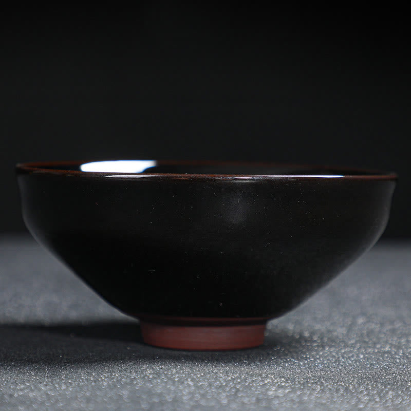 Nimara Ritual Gold Maple Leaf Chinese Jianzhan Ceramic Teacup Tenmoku Kung Fu Tea Cup Bowl