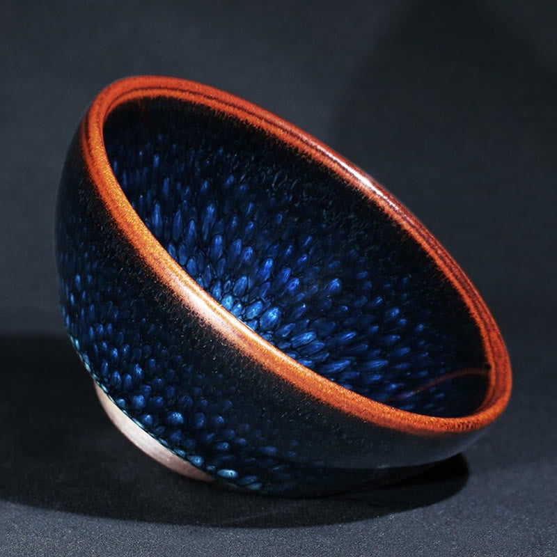 Nimara Ritual Handmade Blue Francolinus Spot Chinese Jianzhan Ceramic Teacup Kung Fu Tea Cup Bowl