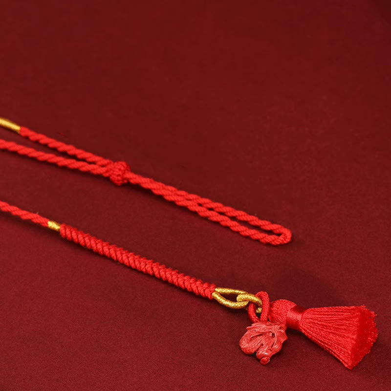 Nimara Ritual Natural Cinnabar Dragon Blessing Red String Belly Chain