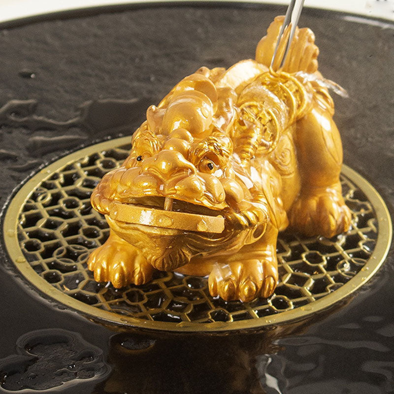 Nimara Ritual Color Changing Small PiXiu Copper Coins Resin Tea Pet Wealth Home Figurine Decoration
