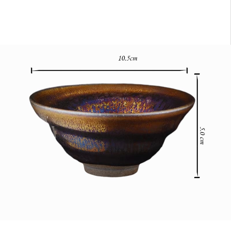 Nimara Ritual Chinese Jianzhan Colorful Milky Way Glaze Ceramic Teacup Tenmoku Kung Fu Tea Cup