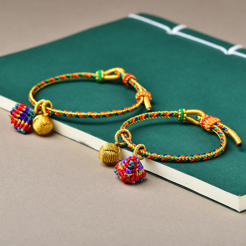 Nimara Ritual Colorful Rope Luck Handmade Zongzi Golden Ball Charm Bracelet