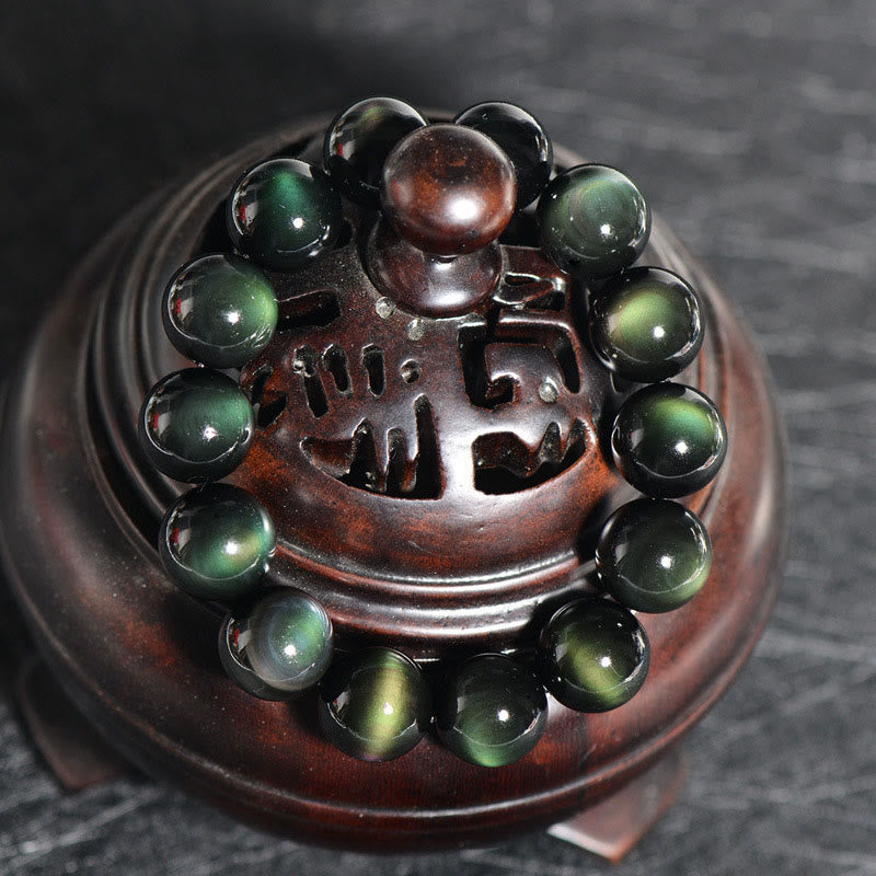 Nimara Ritual Natural Green Eye Obsidian Wealth Bracelet