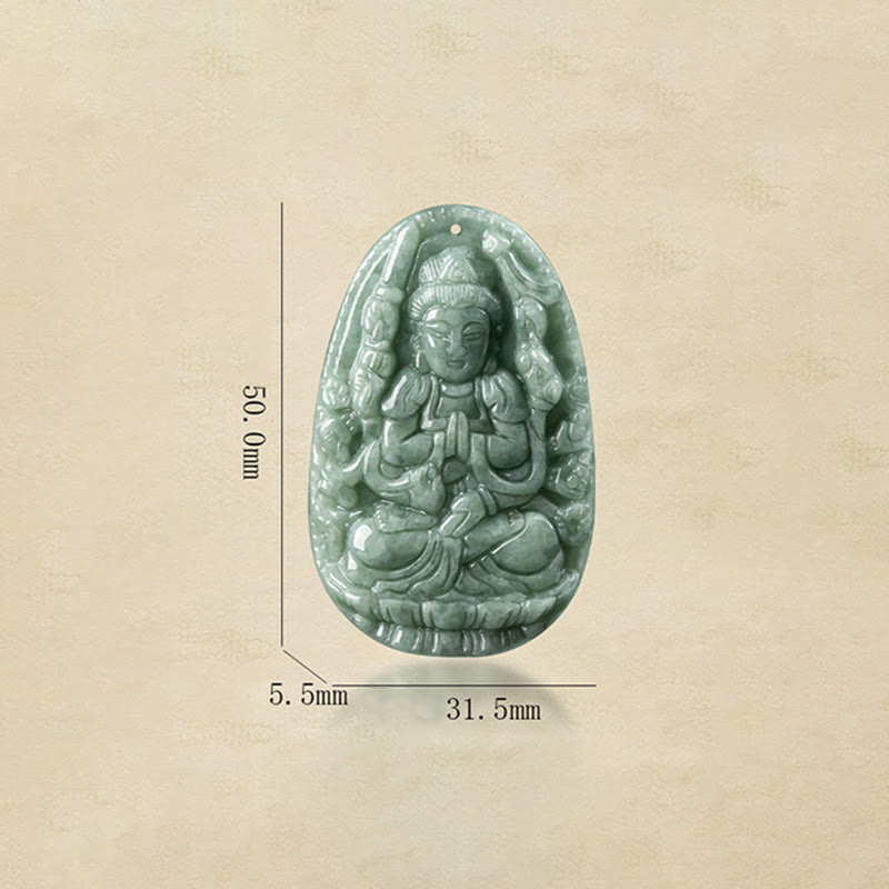 Nimara Ritual Chinese Zodiac Natal Buddha Natural Jade Wealth Prosperity Necklace Pendant