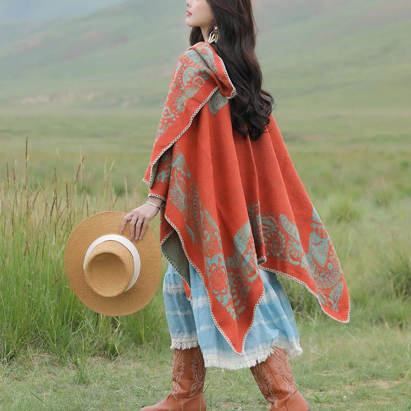 Nimara Ritual Tibetan Shawl Simple Pattern Winter Cozy Travel Scarf Wrap