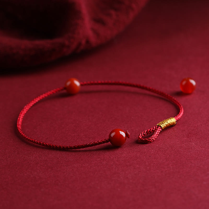 Nimara Ritual Natural Cinnabar Red Agate Blessing Red String Bracelet