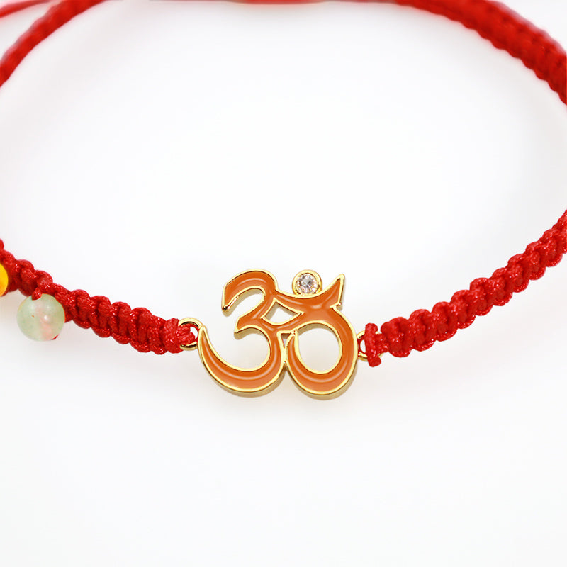 Nimara Ritual Tibetan Handmade OM Mindfulness Red String Bracelet