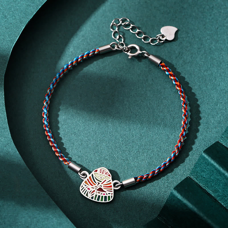 Nimara Ritual 925 Sterling Silver Zongzi Pattern Luck Multicolored Handcrafted Bracelet