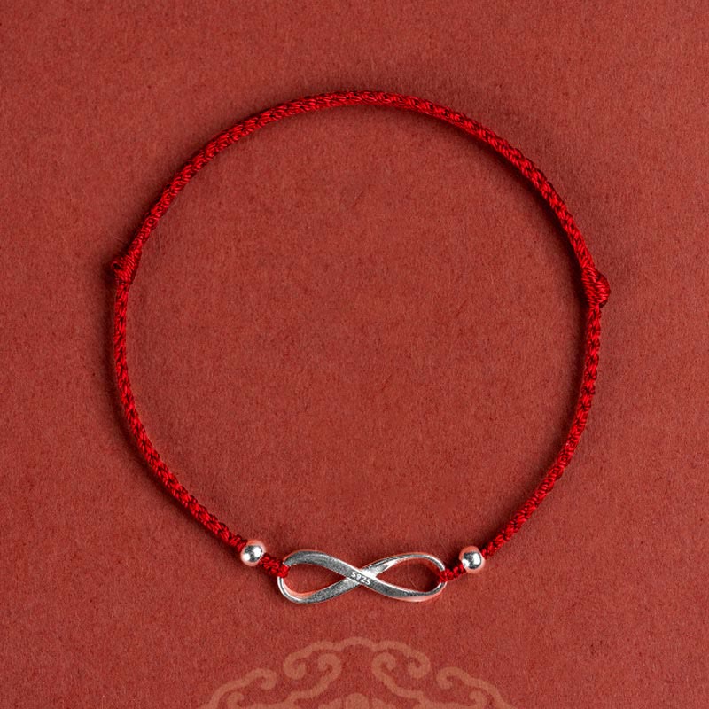 Nimara Ritual 925 Sterling Silver Endless Knot Protection Luck Red String Bracelet Anklet