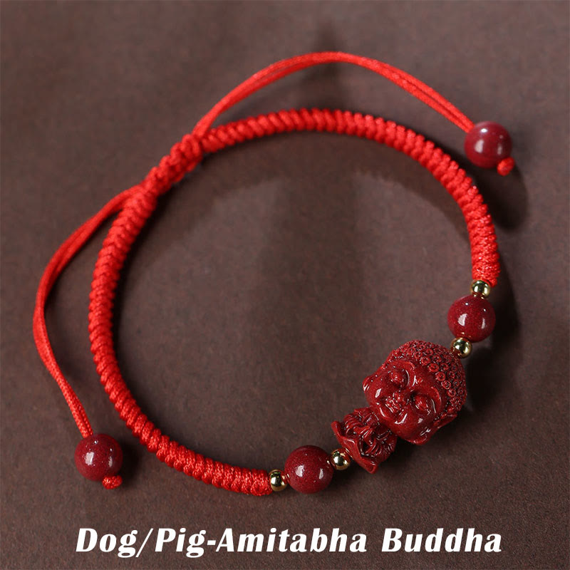 Nimara Ritual Chinese Zodiac Natal Buddha Cinnabar Amulet Blessing String Bracelet