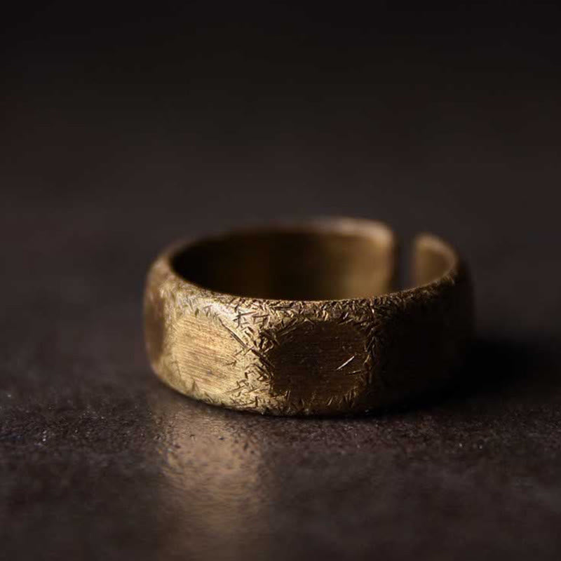 Nimara Ritual Tibetan Simple Design Copper Brass Frosted Wealth Ring