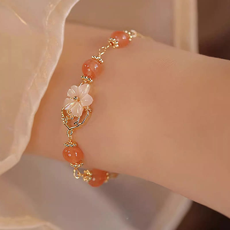 Nimara Ritual Red Agate Tridacna Stone Flower Confidence Bracelet