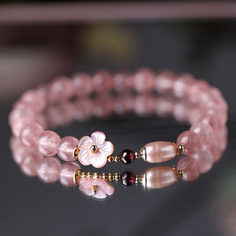 Nimara Ritual Strawberry Quartz Peach Blossom Love Bracelet