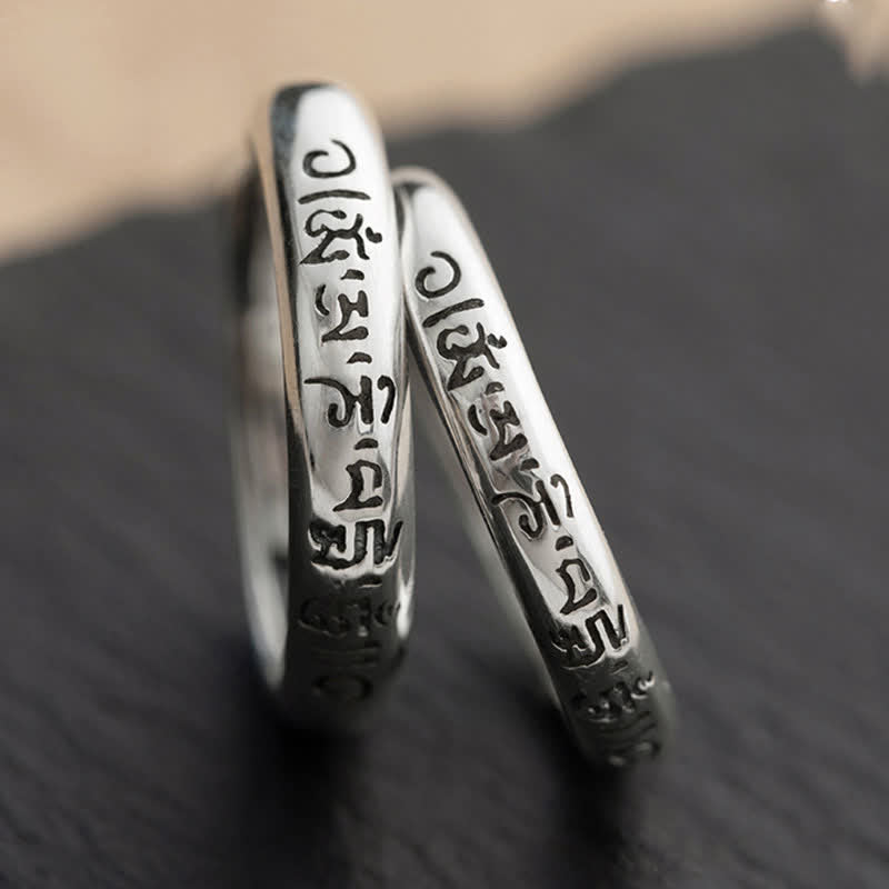 Nimara Ritual 990 Sterling Silver Six True Words Om Mani Padme Hum Love Peace Ring