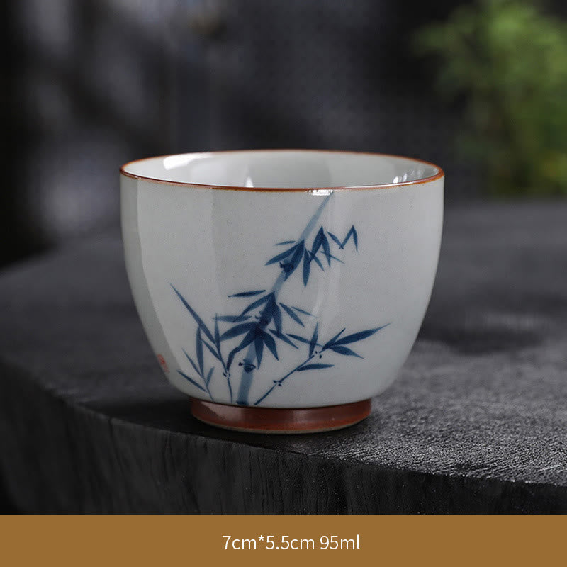 Nimara Ritual Lotus Flower Leaf Bamboo Ceramic Teacup Kung Fu Tea Cups