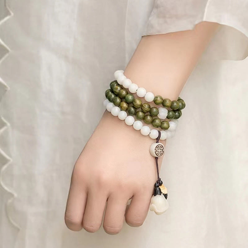 Nimara Ritual Natural Green Sandalwood Bodhi Seed Soothing Bracelet
