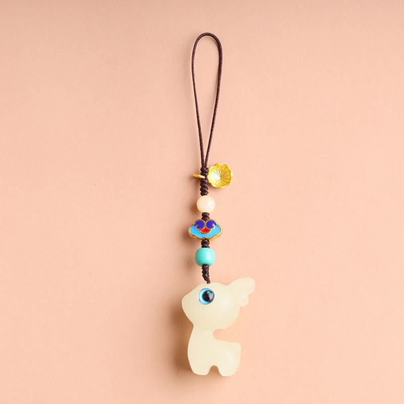 Nimara Ritual Mini Cute Deer Glowstone Luminous Lucky Deer Energy Key Chain Phone Car Hanging Decoration