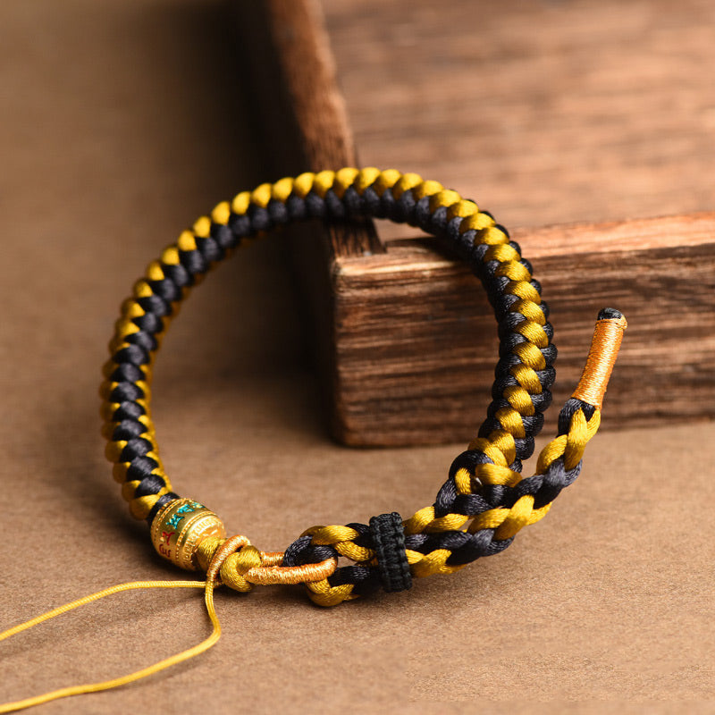 Nimara Ritual Handmade Tibetan Black Gold Dragon Scale Rope Om Mani Padme Hum Purity Bracelet