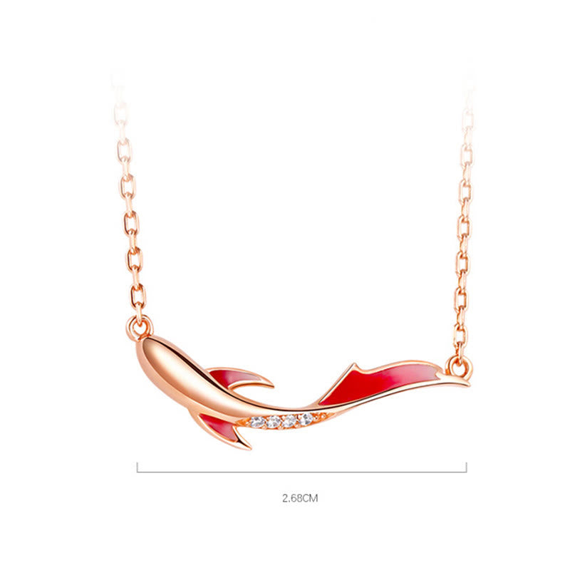 Nimara Ritual 925 Sterling Silver Koi Fish Luck Zircon Prosperity Necklace Pendant