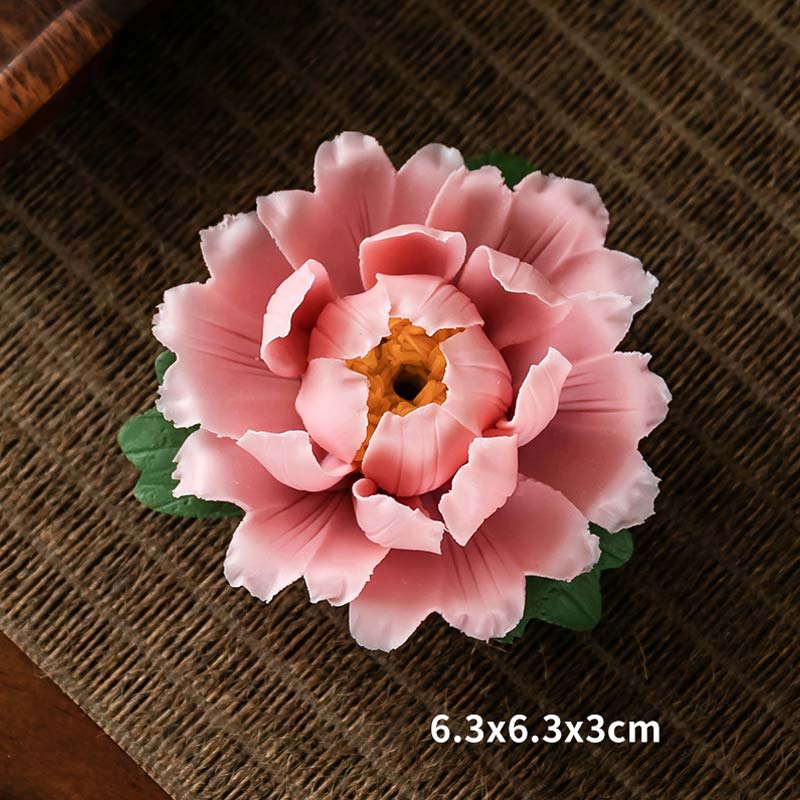 Nimara Ritual Tibetan Lotus Blessing Ceramic Stick Incense Burner Decoration
