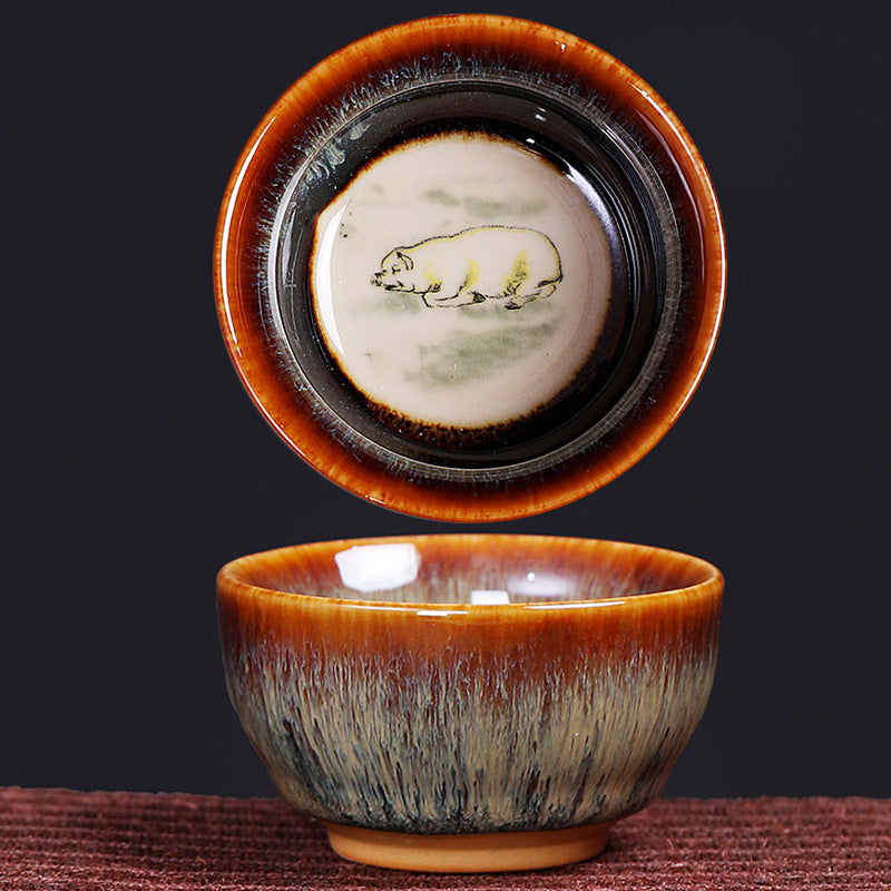 Nimara Ritual 12 Chinese Zodiac Pattern Ceramic Teacup Kung Fu Jian Chinese Zhan Tea Cup 73ml
