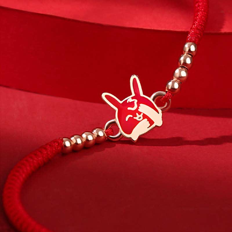 Nimara Ritual 925 Sterling Silver Chinese Zodiac Luck Faith Discolor Red String Bracelet