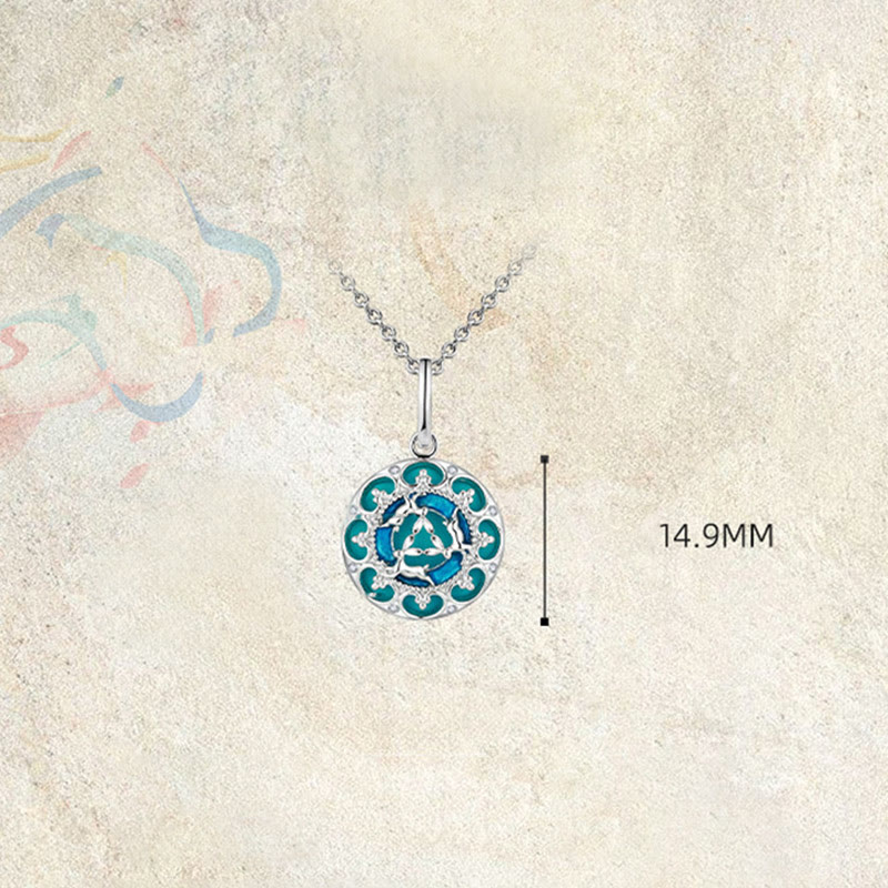 Nimara Ritual 925 Sterling Silver Round Turquoise Three Rabbits Balance Necklace Pendant