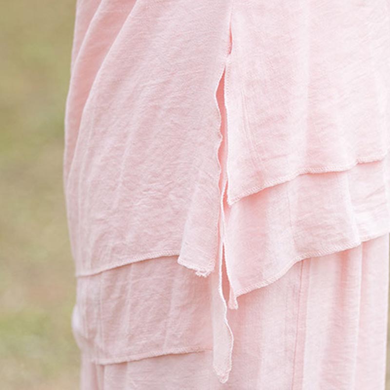 Nimara Ritual 2Pcs Plain Design Top Pants Meditation Yoga Zen Tai Chi Cotton Linen Clothing Women's Set