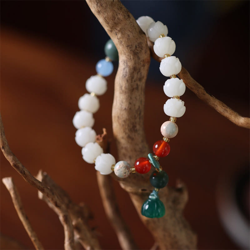 Nimara Ritual Bodhi Seed Lotus Bead Carved Peace Harmony Bracelet
