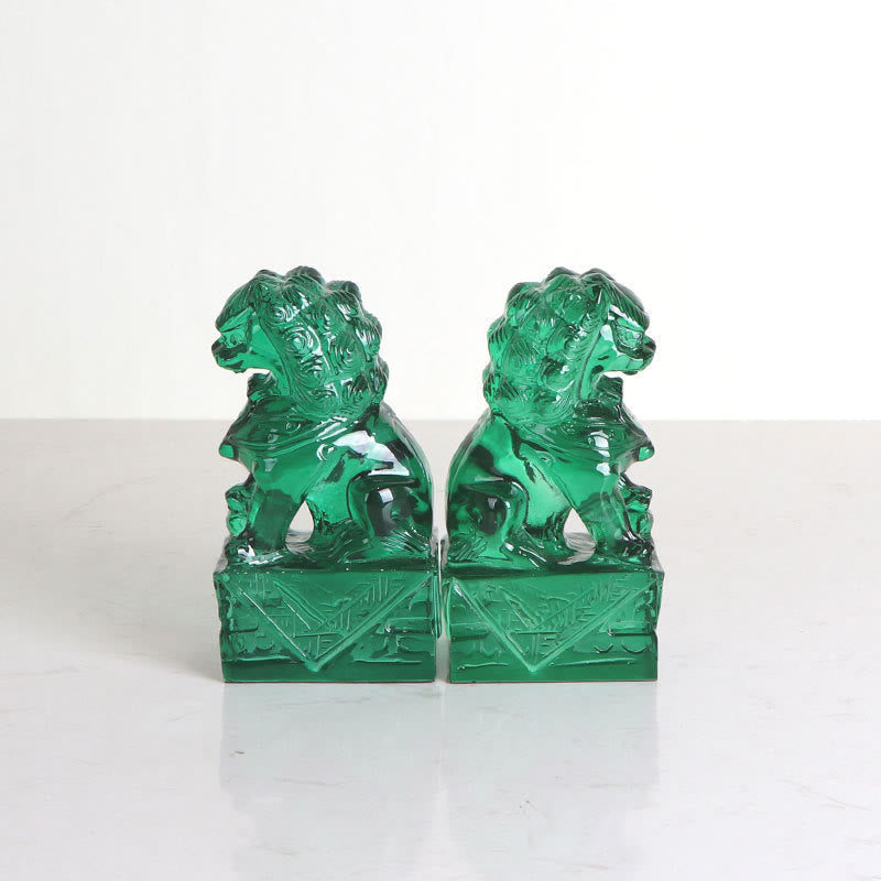 Nimara Ritual 2Pcs Lion Statue Courage Strength Resin Home Office Decoration