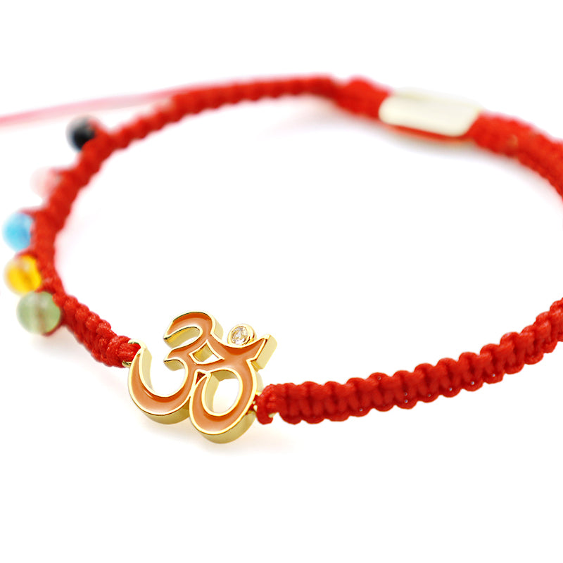 Nimara Ritual Tibetan Handmade OM Mindfulness Red String Bracelet