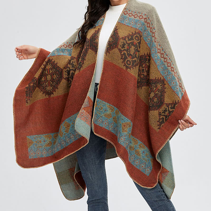 Nimara Ritual Tibetan Shawl Diamond Pattern Winter Warm Cloak Scarf