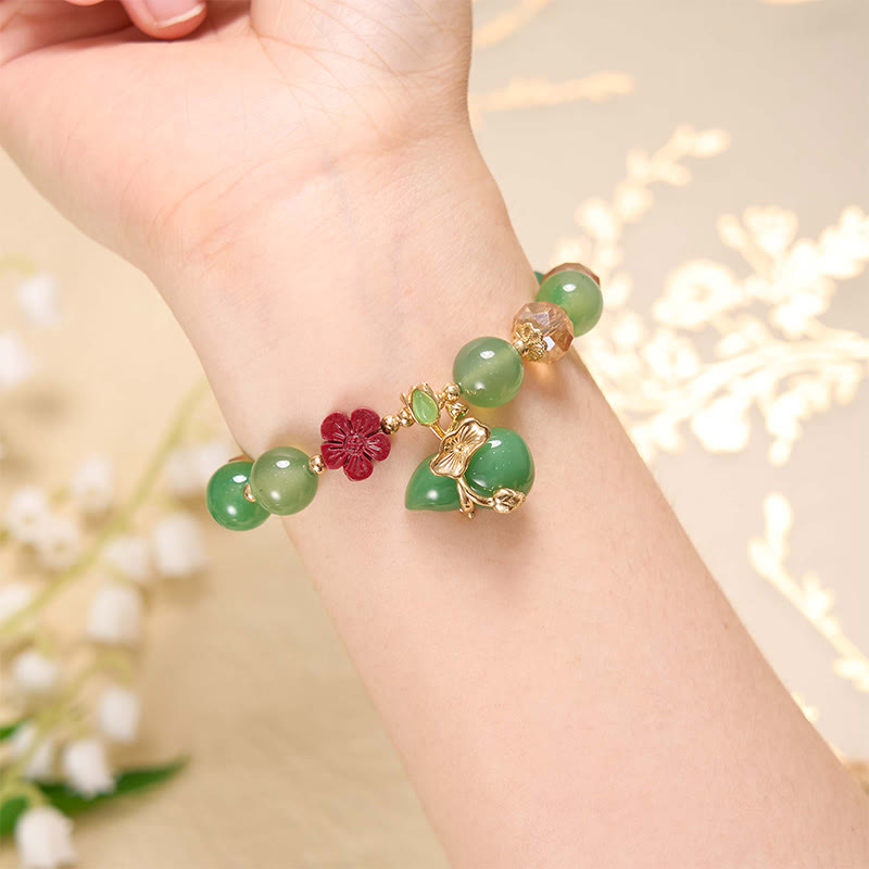 Nimara Ritual Natural Red Agate Green Agate Gourd Cinnabar Flower Beads Confidence Bracelet