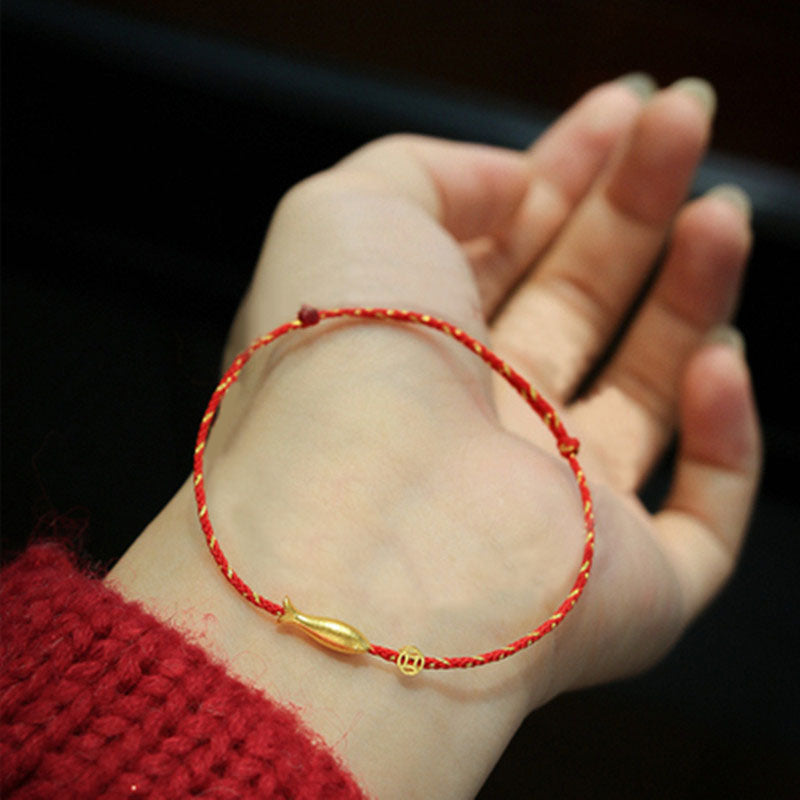 Nimara Ritual 14K Gold Plated Koi Fish Luck Wealth Braided Bracelet